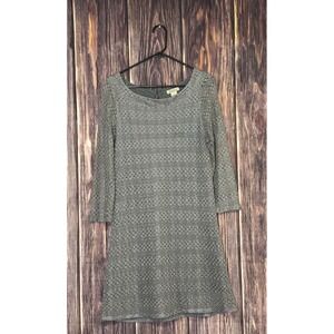 Lucky Brand Dress Womens M Gray Lace Knit Keyhole Neck 3/4 Sleeve Casual